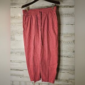 J.Crew Weathered Red Linen Cotton Pants Capris Cropped Womens Size 8